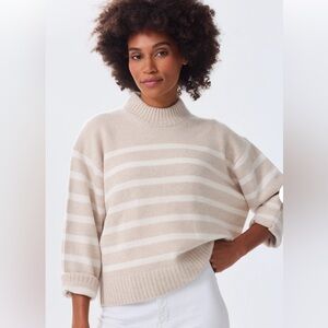 Alice Walk Cashmere Crewneck Oatmeal/White Stripe XS